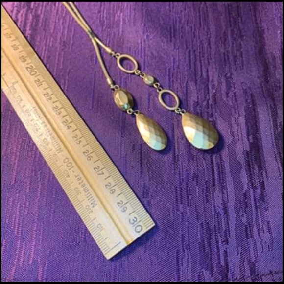 2/$20 Nine West Gold Tone Tear Drop Lariat Necklace - Picture 5 of 8